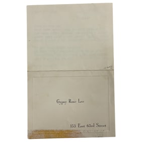 Gypsy Rose Lee Typed Letter Signed American Burlesque Entertainer Stripper Actress