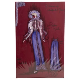 Original drawing Costume design sketch of Barbara Rush by Garland Riddle Woman of independent