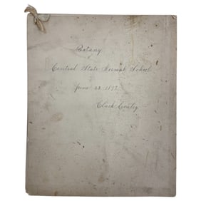 Antique Rare Book Hand Write Botany Central State Formal School 1897 Clark Conley Book with Plants