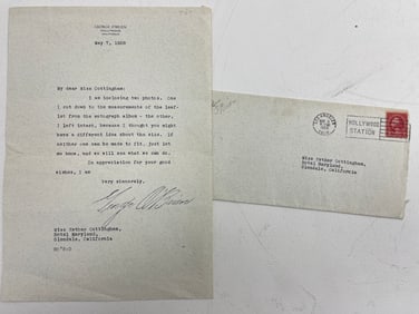 George Obrien Typed Letter Signed with Autograph  1928