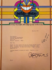 Peter Max Typed Letter Signed 1971 To Sig Sakowicz