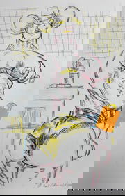 Randy Coleman Signed Gay Male Interest Drawing Illustration Art Original Erotic Nude Adults Only