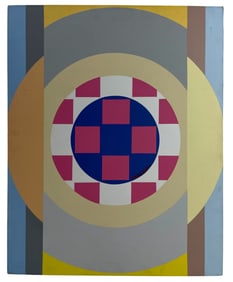 ABSTRACT OIL PAINTING ON CANVAS SIGNED VICTOR VASARELY