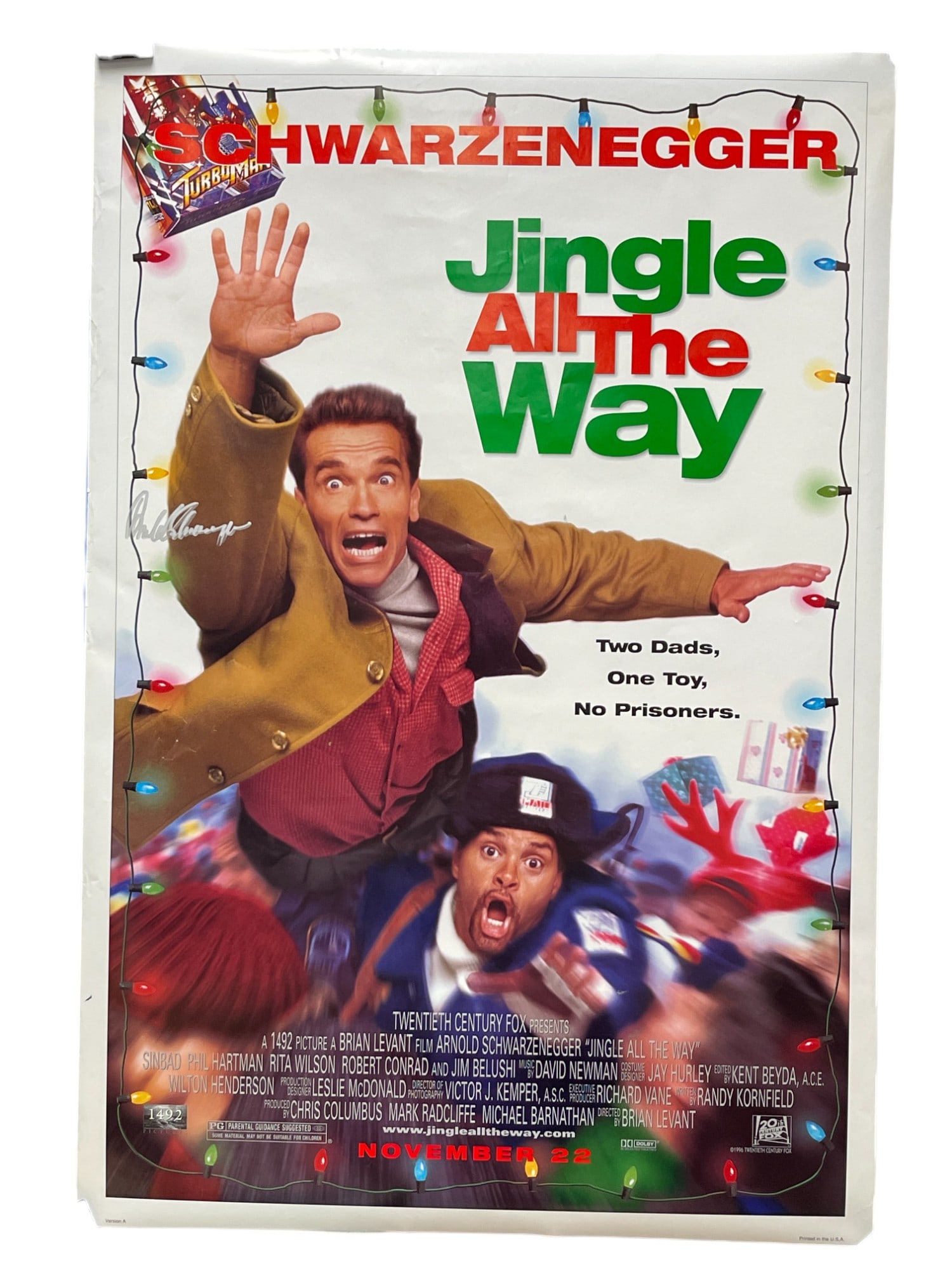 Vintage Movie Poster Jingle All the Way Signed by Arnold Schwarzenegger (1 of 8)