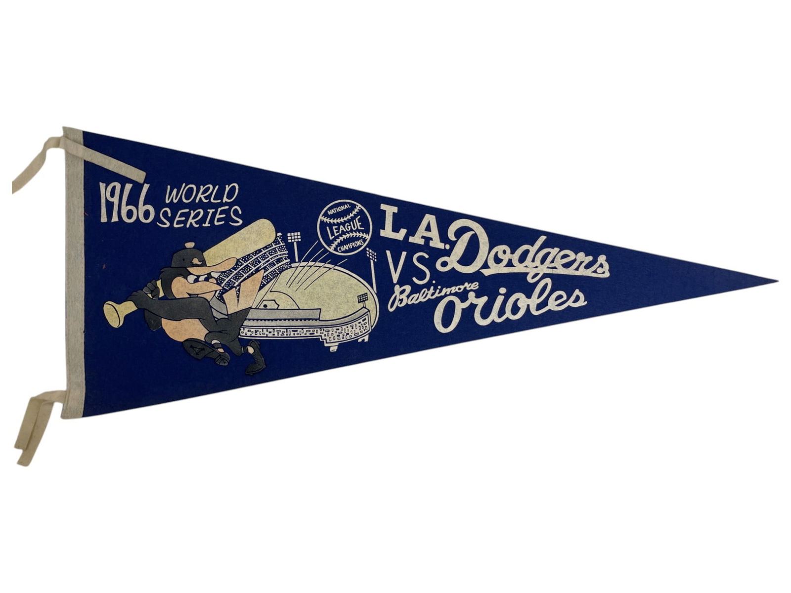 1966 World Series LA Dodgers vs Baltimore Orioles Baseball Pennant (1 of 5)