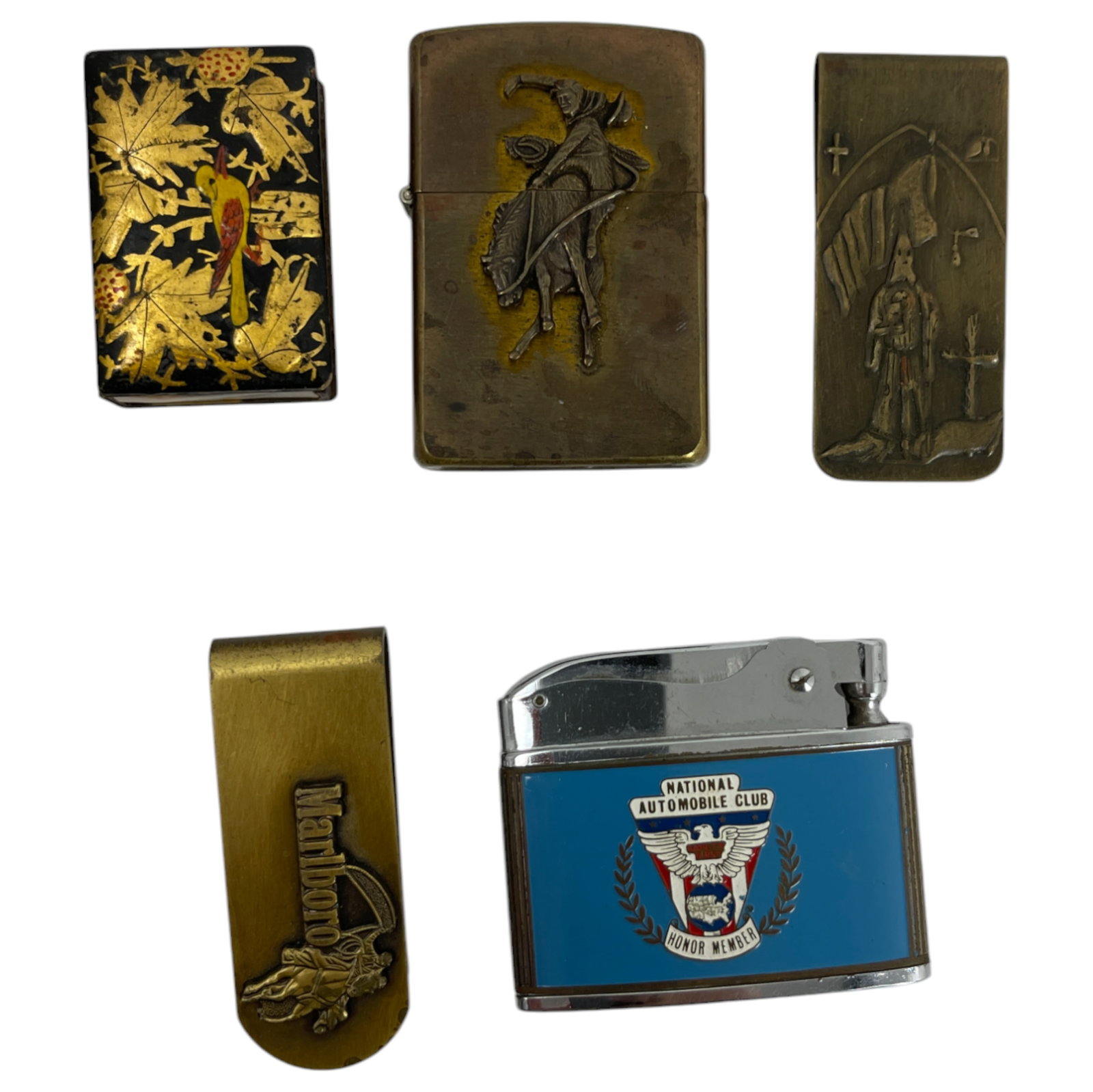Vintage Marlboro Zippo Lighter With MONEY CLIPS AND LACQUER JAPANESE MATCHES LOT 5: Vintage Marlboro Zippo Lighter With MONEY CLIPS AND OLD ZAZAAZQ2LACQUER JAPANESE MATCHES LOT 5