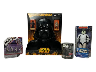 Vintage Star Wars Darth Vader Carry Case, Clone Trooper and More Action Figure Toy Collection Lot