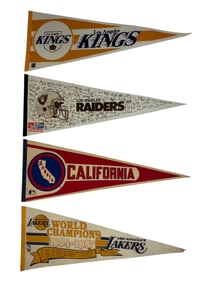 Vintage Sports Lakers, Raiders, Angels, LA Kings Pennant 29.5" Collection Lot