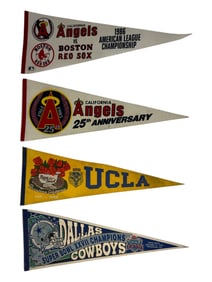 Vintage Sports Angels, Red Sox, UCLA, Cowboys Pennant 29.5" Collection Lot