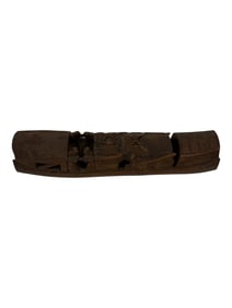 Vintage Hand Carved Chinese Bamboo Canoe Junk Sculpture 11.5"
