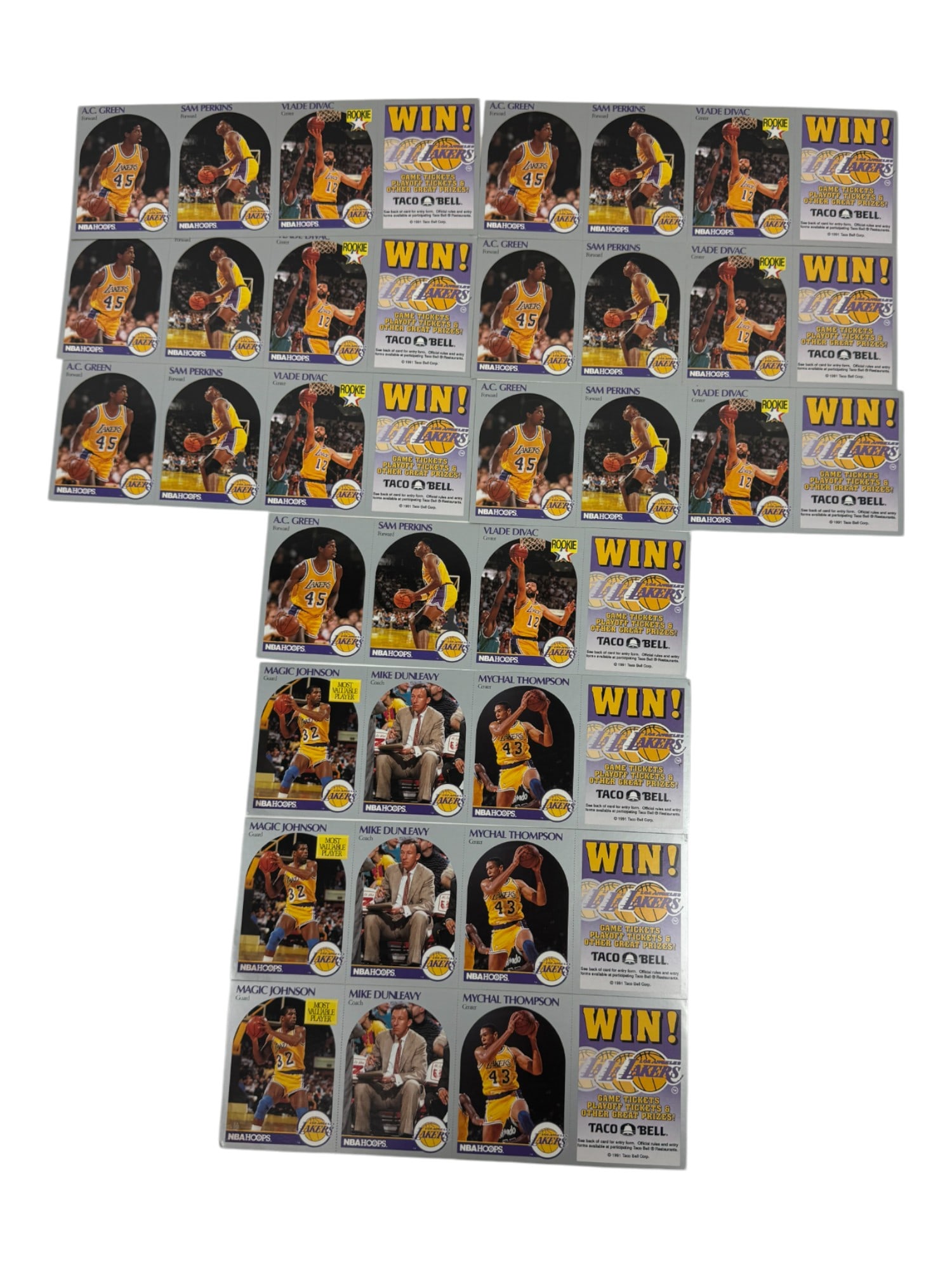 Vintage Taco Bell NBA Hoops Lakers 1991 Green, Perkins, Divac, Magic Johnson and More Collection Lot (1 of 8)