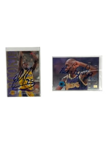 Vintage Eddie Jones and Van Exel Signed Lakers Rooke Cards Collection Lot