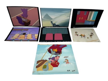 Vintage Animation Original Production Cel and Background Cartoon Collection Lot