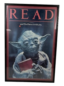 Vintage Star Wars Yoda "Read" 1983 American Library Promo Poster 25"x37" with Frame