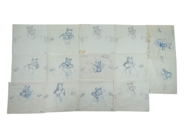 Vintage Animation Cel Cartoon Production and Drawing Lot of 14