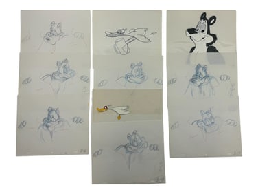 Vintage Animation Cel Cartoon Production and Drawing Lot of 10