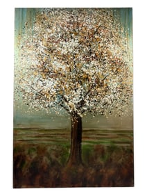 Vintage Oil on Canvas French Apple Tree Painting