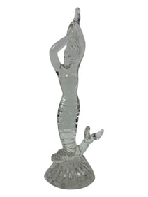 Vintage Fostoria Glass Figurine Mermaid Clear Glass Statue