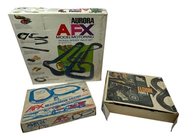 Vintage 1960's Road Race Set Slot Car Tracks, AFX Aurora Slot Tracks, AFX Meadowbrook Collection Lot