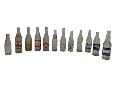 Vintage Glass Soda Bottles Mixed Brands Collection Lot of 12