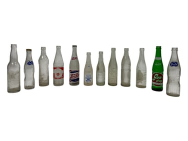 Vintage Glass Soda Bottles Mixed Brands Collection Pepsi-Cola Lot of 12