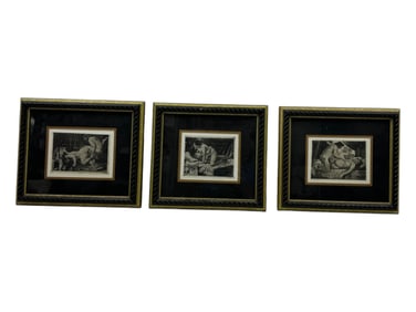 Vintage Etching with Frame Collection Lot of 3