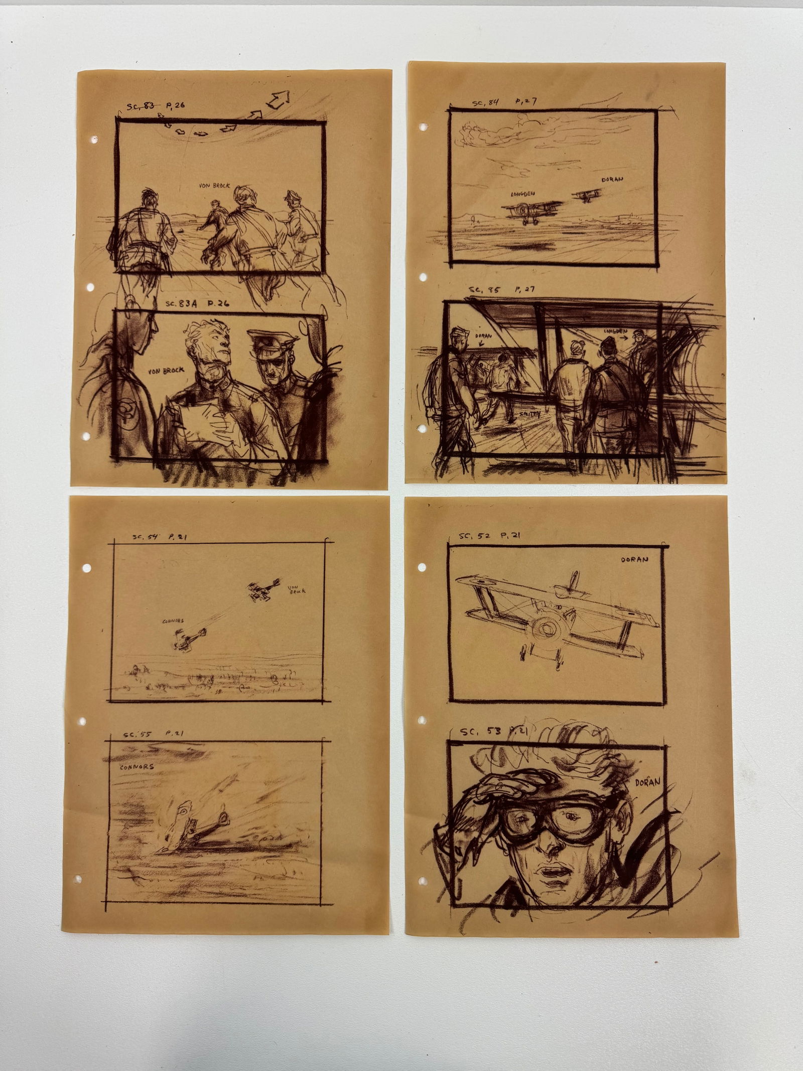 Mentor Huebner Movie Illustration Storyboard Concept Drawing  Art 9 x 12 inches Collection Lot of 4 (1 of 9)