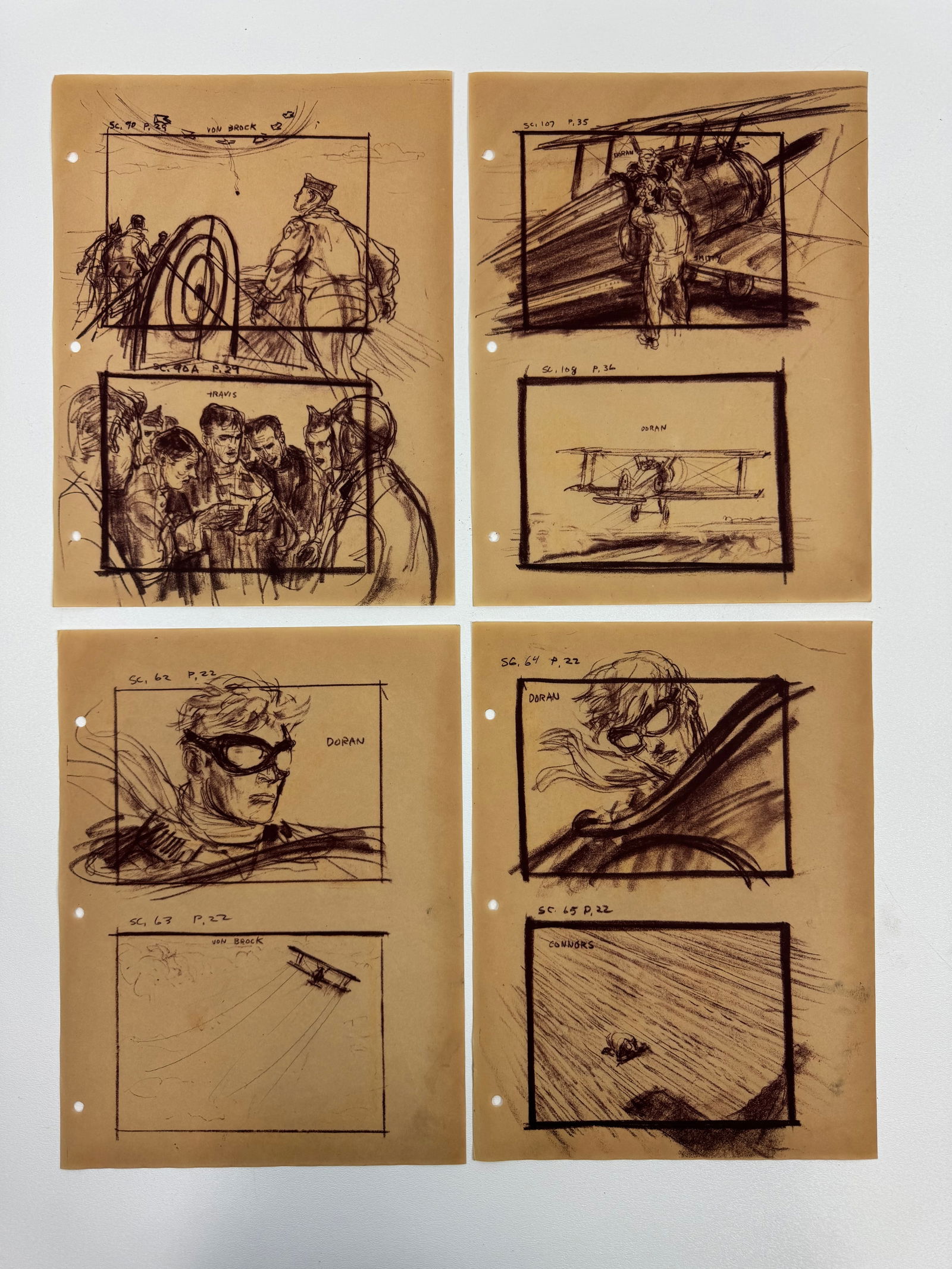 Mentor Huebner Movie Illustration Storyboard Concept Drawing  Art 9 x 12 inches Collection Lot of 4 (1 of 9)