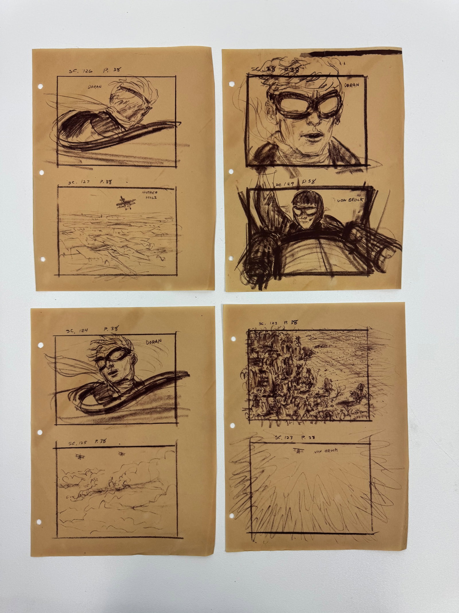 Mentor Huebner Movie Illustration Storyboard Concept Drawing  Art 9 x 12 inches Collection Lot of 4 (1 of 9)