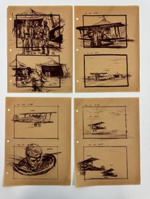 Mentor Huebner Movie Illustration Storyboard Concept Drawing Art 9 x 12 inches Collection Lot of 4