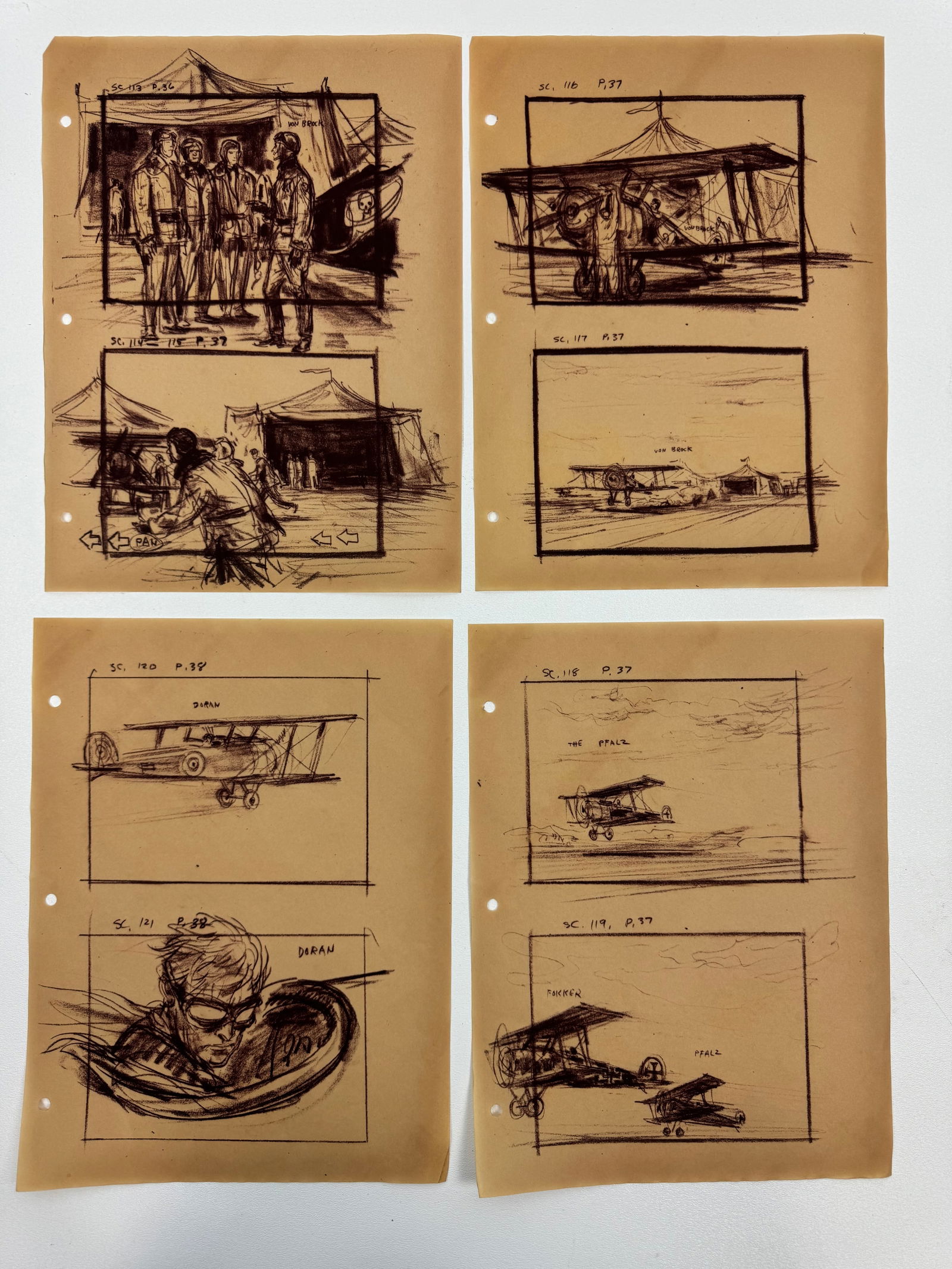 Mentor Huebner Movie Illustration Storyboard Concept Drawing  Art 9 x 12 inches Collection Lot of 4 (1 of 9)