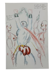 Randy Coleman Signed Gay Male Interest Drawing Illustration Art Original Erotic Nude Adults Only