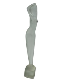 Vintage Frosted Pressed Glass Sculpture "Nude" design Lucienne Bloch 1929