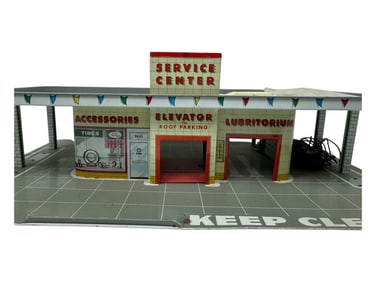 Vintage Antique 1950's Tin Litho Marx Service Station Made in New York