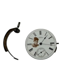 Vintage AM Watch Company Pocket Watch Movement and Parts