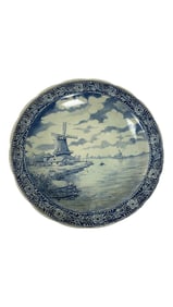 Vintage Delfts Royal Sphinx Bocke Belgium Blue and White Wall Plate