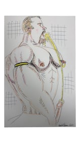 Randy Coleman Signed Gay Male Interest Drawing Illustration Art Original Erotic Nude Adults Only