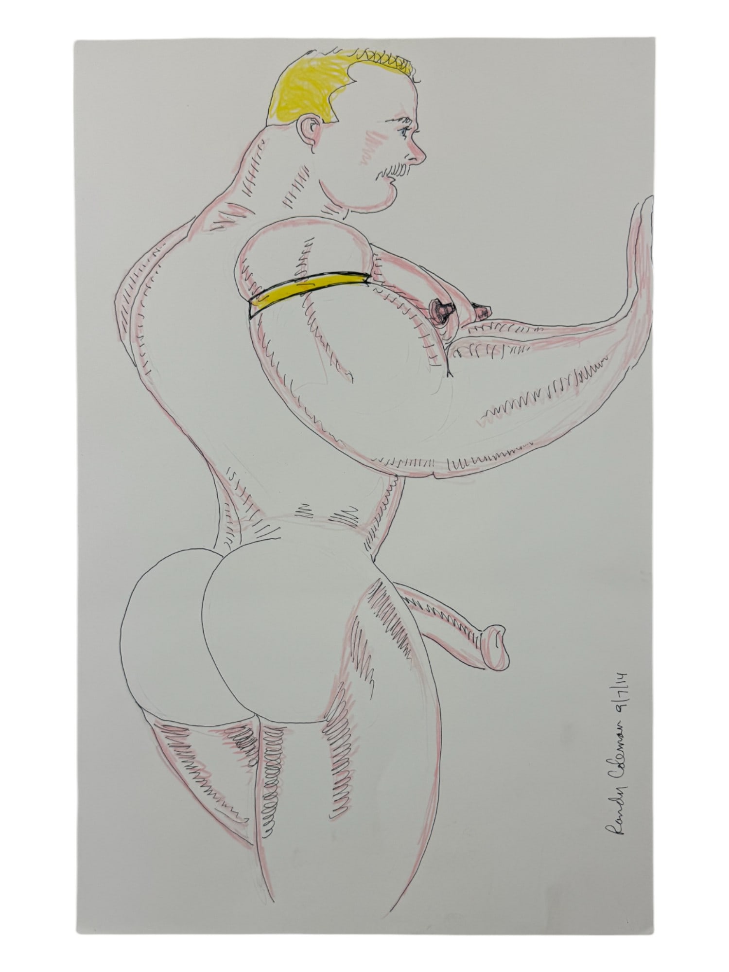 Randy Coleman Signed Gay Male Interest Drawing Illustration Art Original Erotic Nude Adults Only: Original Randy Coleman Signed Gay Male Interest Hand Drawing Illustration Art Erotic Nude Adults Only. Signed and dated. Size 11 x 17 inches.Artist and San Francisco Bay Times Columnist Randy Coleman.
