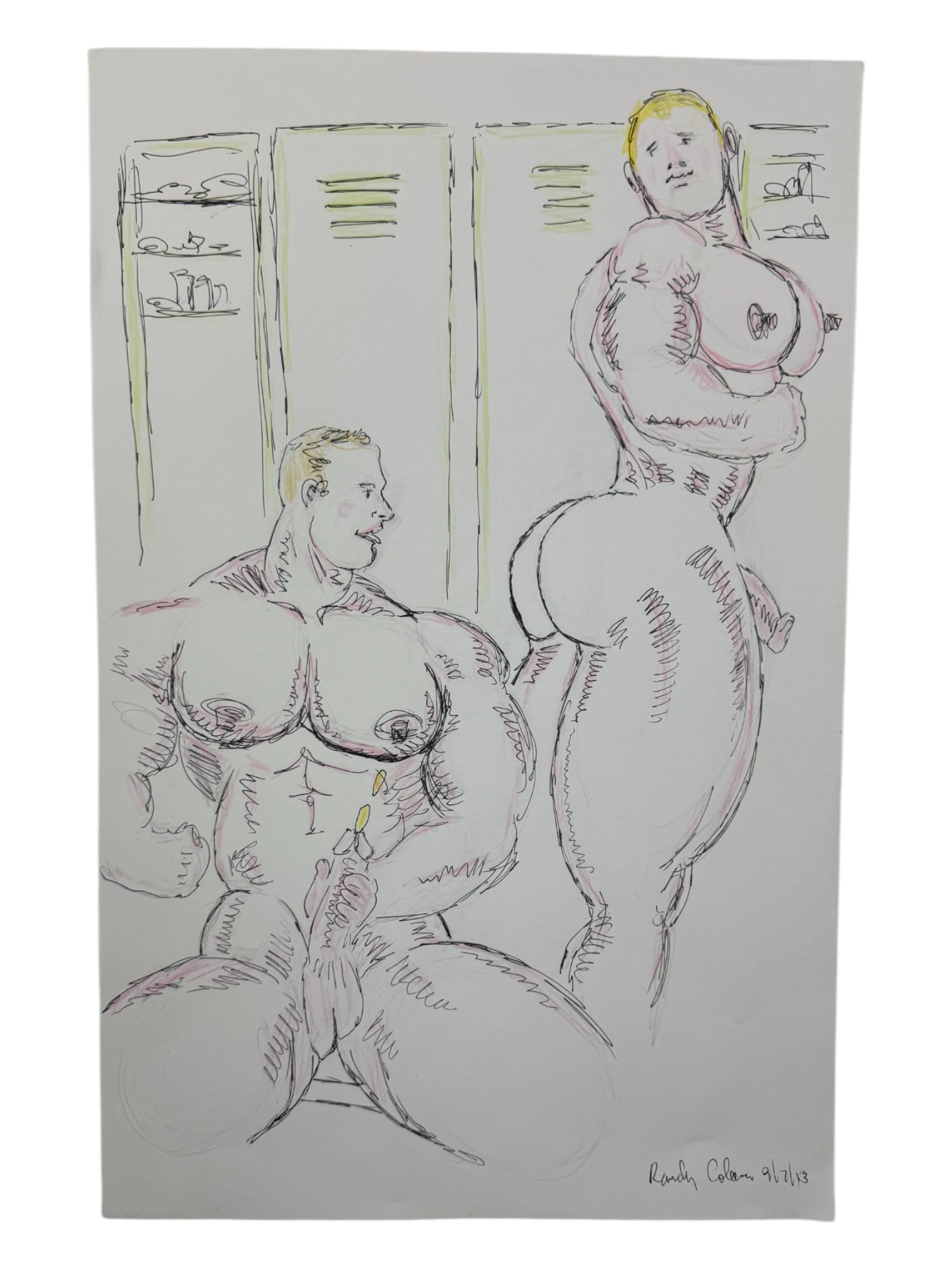 Randy Coleman Signed Gay Male Interest Drawing Illustration Art Original Erotic Nude Adults Only: Original Randy Coleman Signed Gay Male Interest Hand Drawing Illustration Art Erotic Nude Adults Only. Signed and dated. Size 11 x 17 inches.Artist and San Francisco Bay Times Columnist Randy Coleman.
