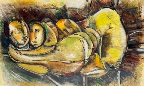 Signed and Titled Original Watercolor and Pastel Painting