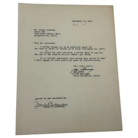 Gig Young Typed hand Signed Letter to Frank Liberman