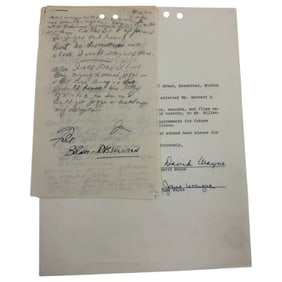 David and Jane Wayne Signed Document and Hand Written Letters