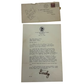 Rudy Vallee Custom Lapel Pin Signed Letter to Seth Beegel Larsen
