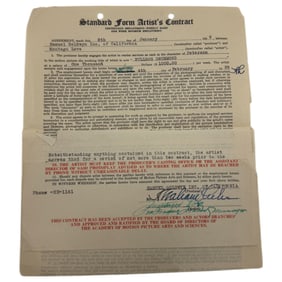 Montagu Love 1929 Hand Signed Artist's Contract