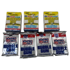 Sealed Vintage NFL and Baseball Trading Card Packs/Boxes