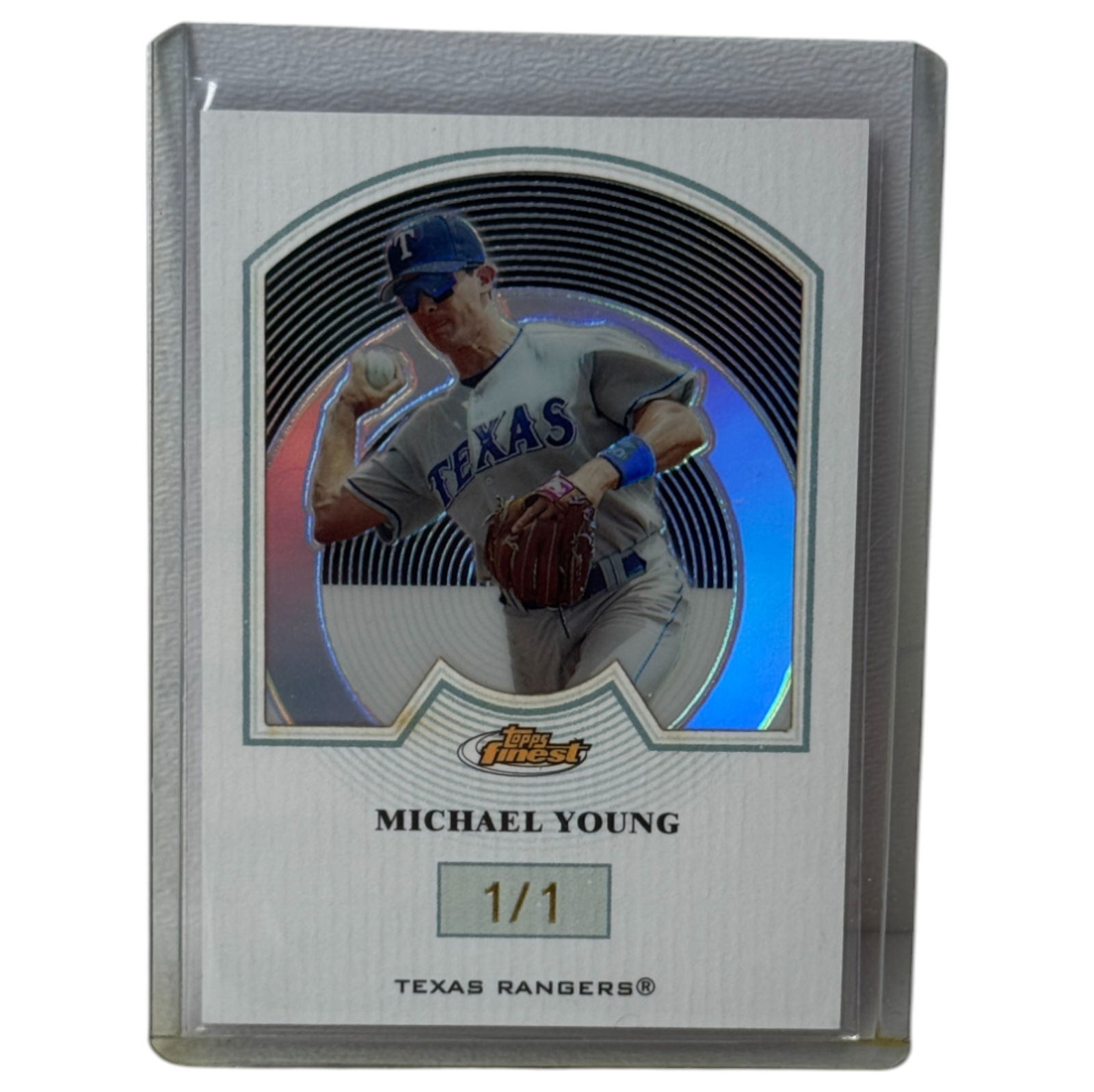 Rare Topps Finest Michael Young 2005 Tex Rangers 1/1 Trading Card (1 of 2)