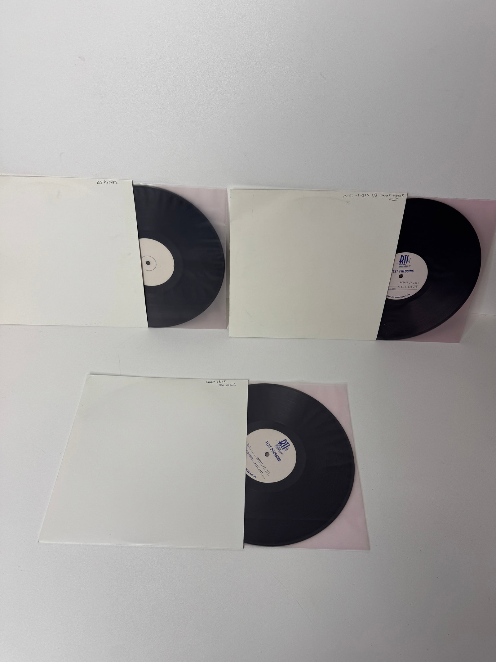 Roy Rogers Cheap Trick & James Taylor Vinyl Record Test Pressings: Roy Rogers Cheap Trick & James Taylor Vinyl Record Test Pressings. Lot of 2.