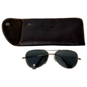 Vintage Aviator Sun Glasses with Original Leather Carrying Case Made in Japan