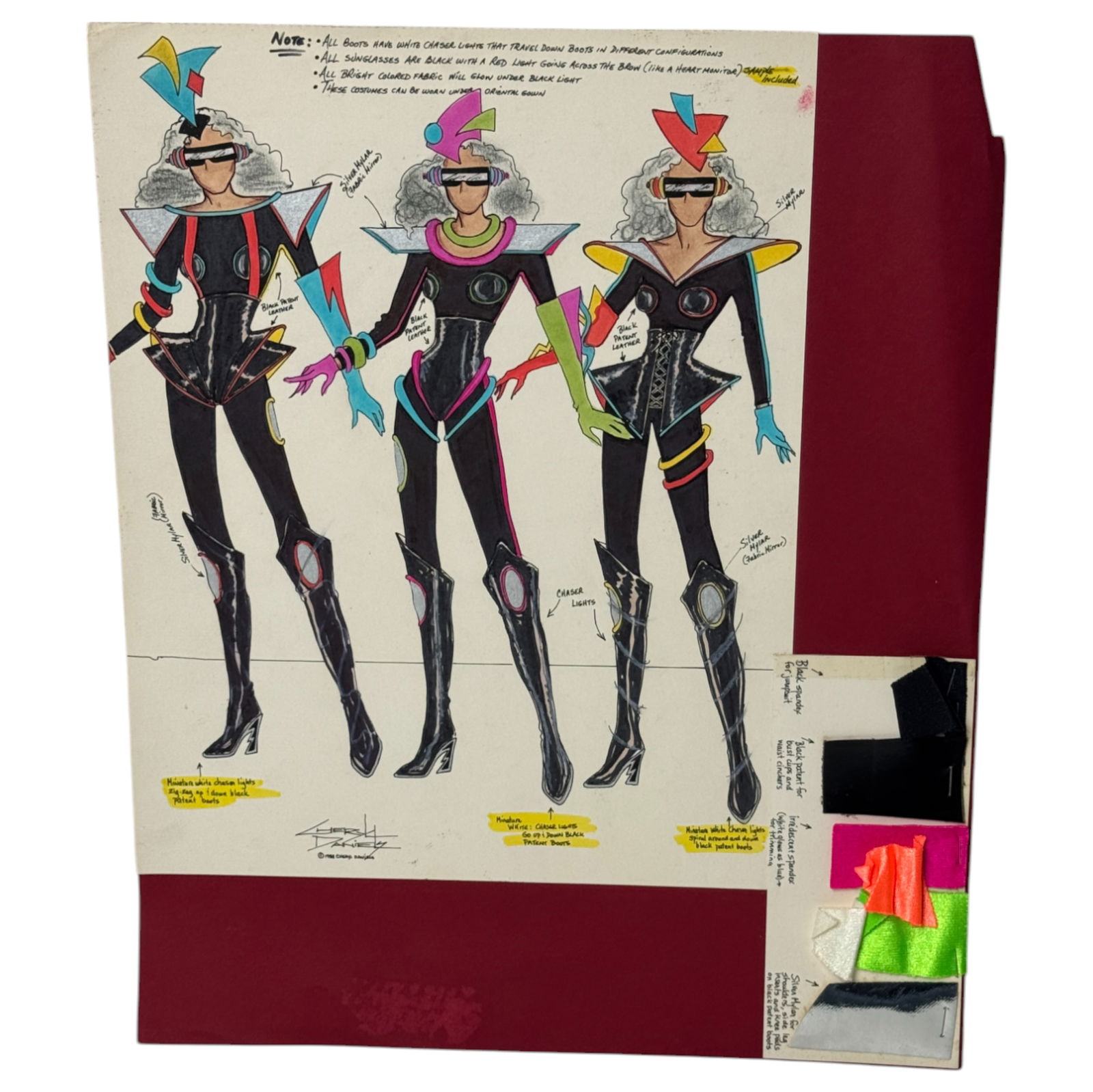 Cheryl Daniels 1988 Original Costume Design Drawing and Materials (1 of 4)