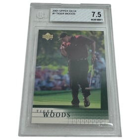 2001 Upper Deck Gold tiger Woods RC #1 Beckett 7.5
